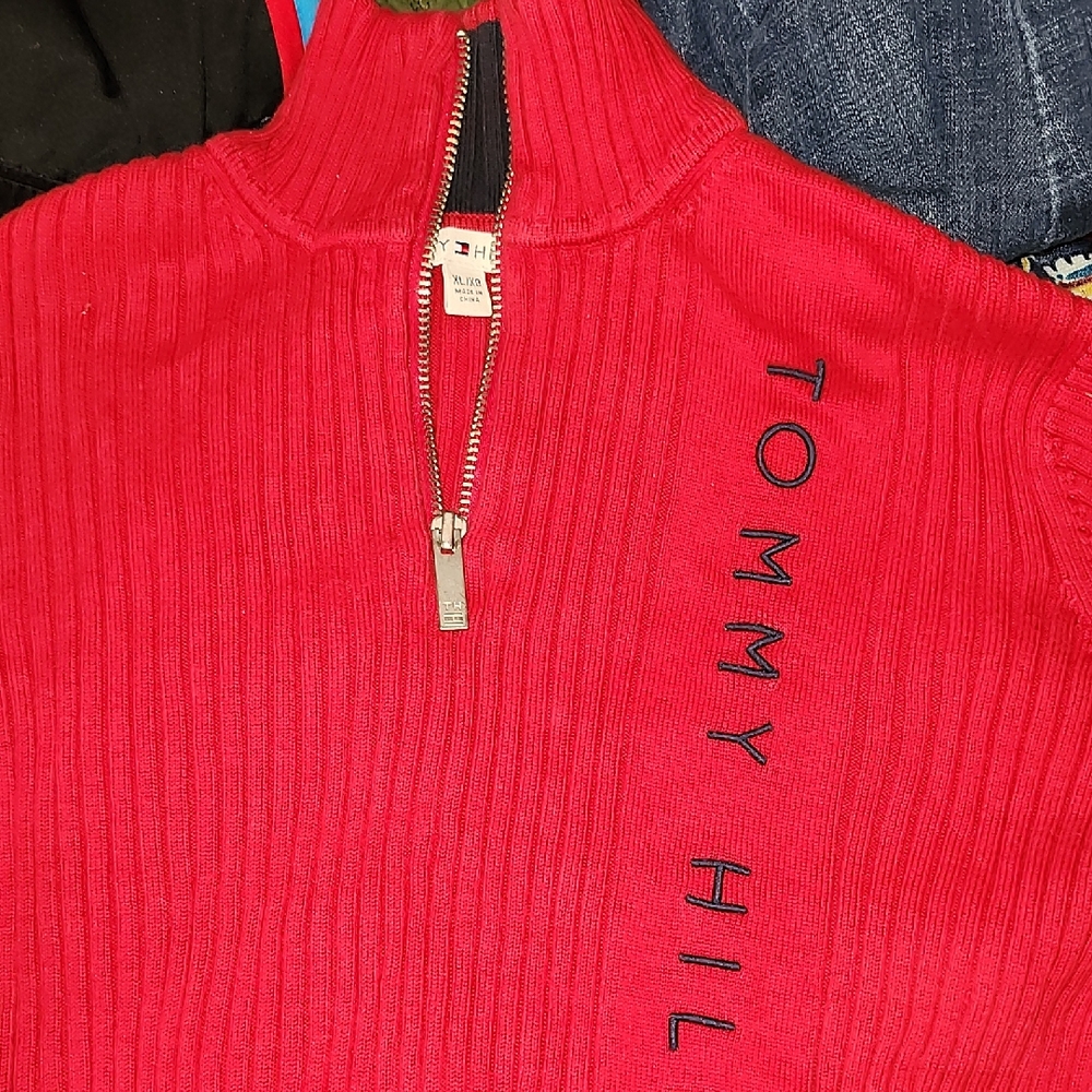 Tommy Hilfiger Red Half-Zip Sweater